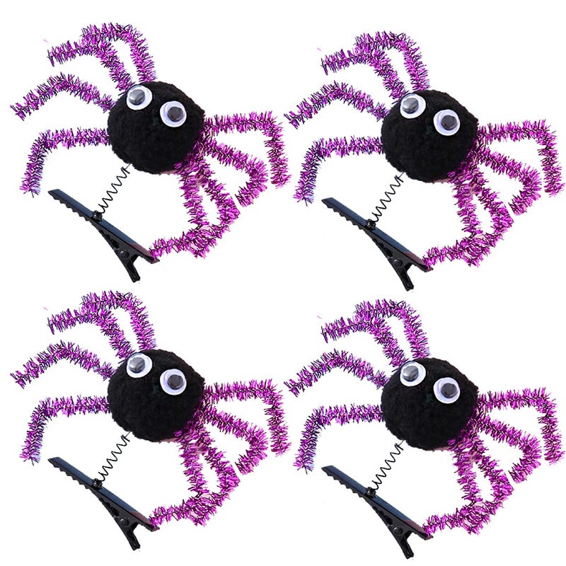 YTAONS Spider Hair Clips for Women Girls, Spring Spider Barrettes Hairpins Halloween Hair Accessories (Purple -A) - Image 1